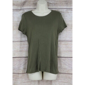 Faded Glory Womens Size Large 12-14 Crew Neck Short Sleeve Tee Shirt Olive Green